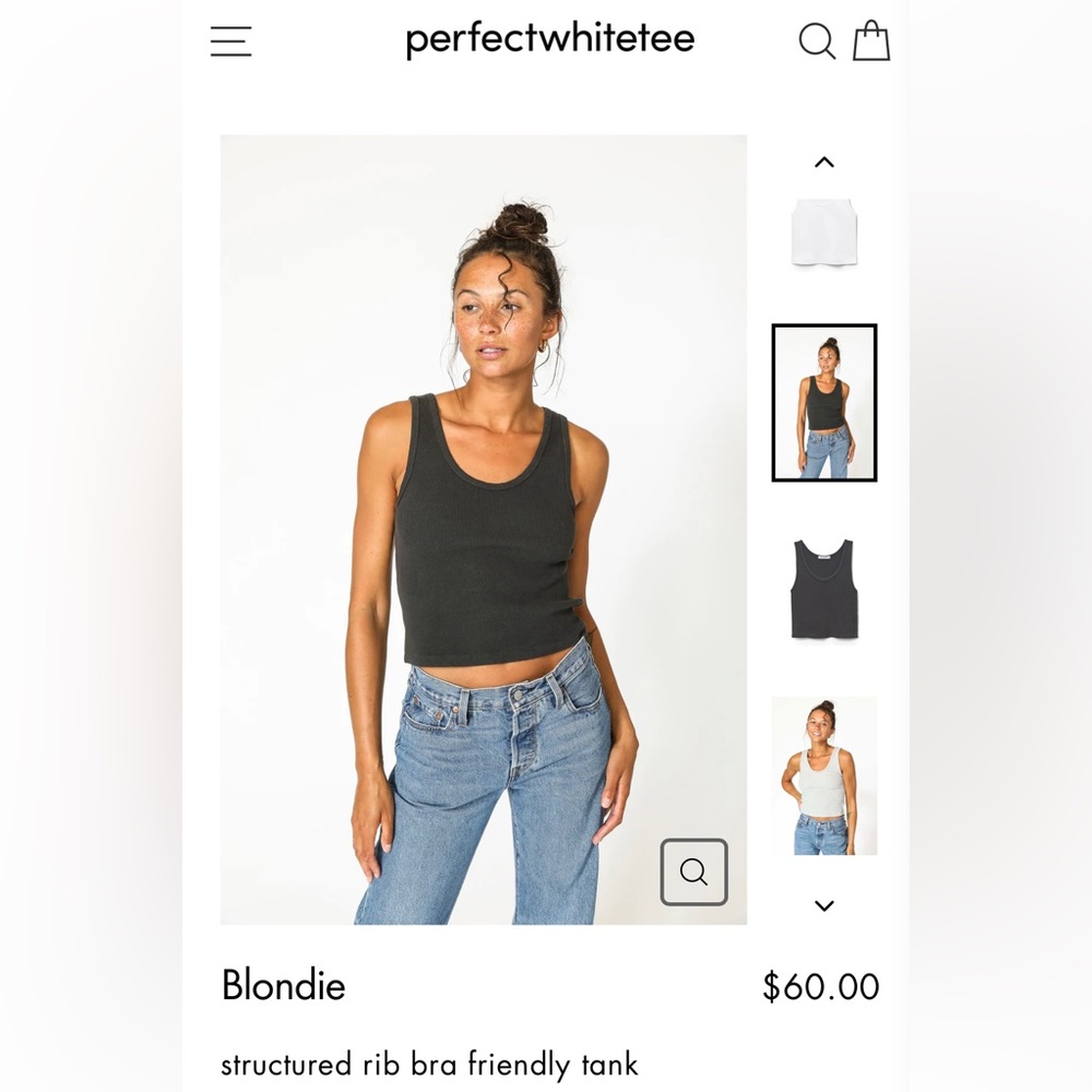 perfectwhitetee blondie tank in vintage black M